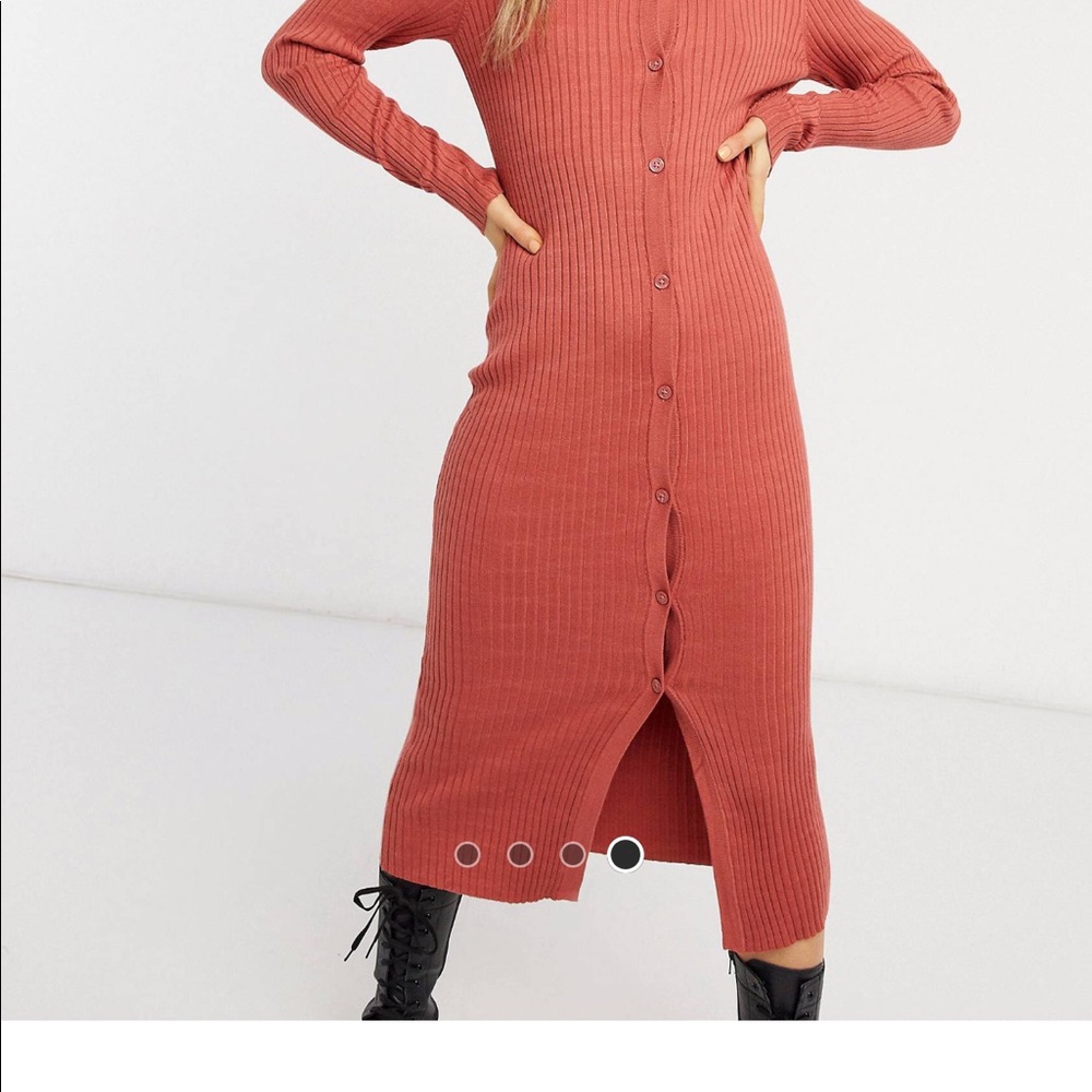 Monki (ASOS ) ribbed midi dress in red